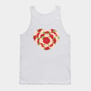 Red white roses heart Tank Top